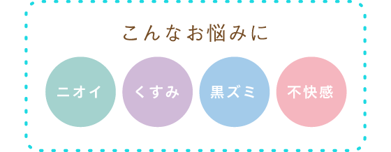 こんなお悩みにニオイ、くすみ、黒ズミ、不快感